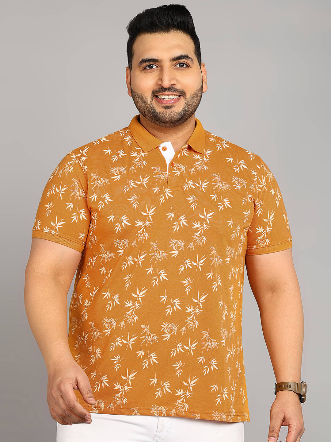     			XFOX Pack of 1 Cotton Regular Fit Printed Half Sleeves Men's Polo T Shirt ( Mustard )