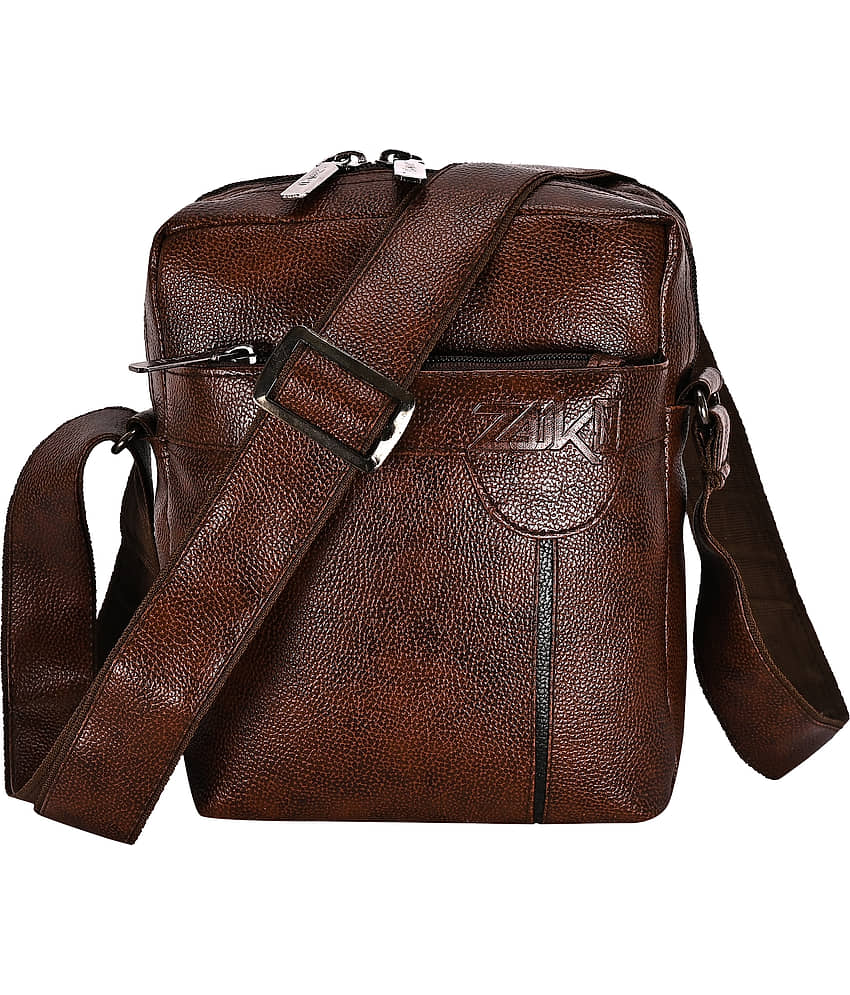 ZAIKO BAGS Brown Textured Messenger Bag - Handbags | Buy online on ZillyBuy