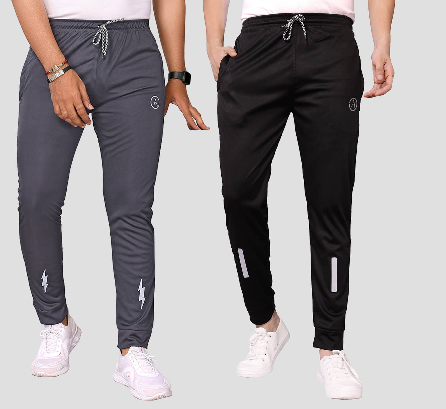Anand Multicolor Lycra Men's Joggers ( Pack of 2 ) - Track Pants | Buy online on ZillyBuy
