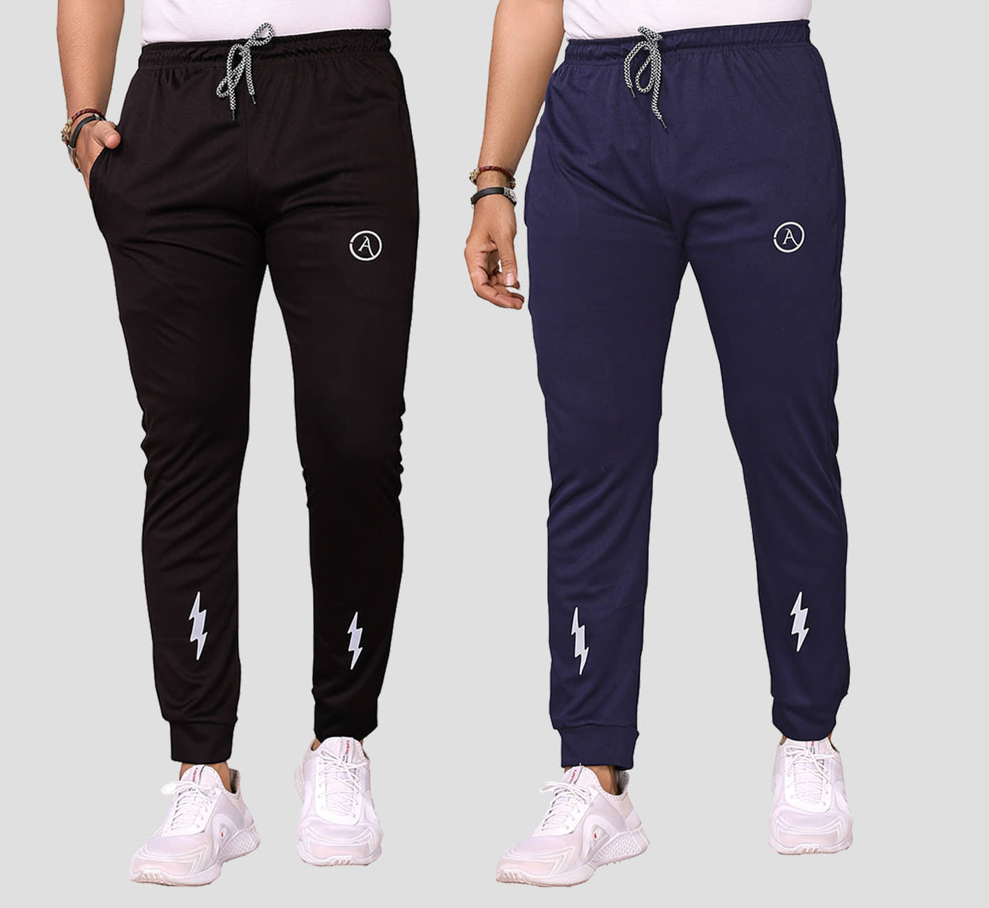 Anand Multicolor Lycra Men's Joggers ( Pack of 2 ) - Track Pants | Buy online on ZillyBuy