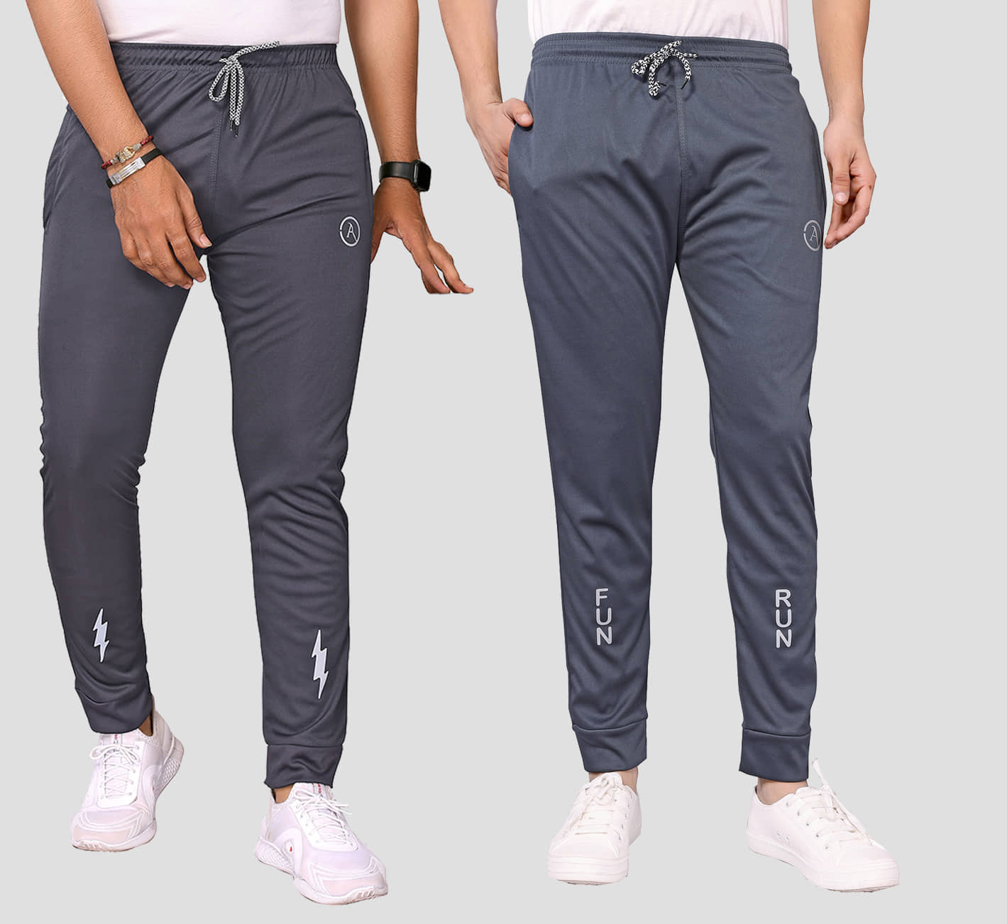 Anand Multicolor Lycra Men's Joggers ( Pack of 2 ) - Track Pants | Buy online on ZillyBuy