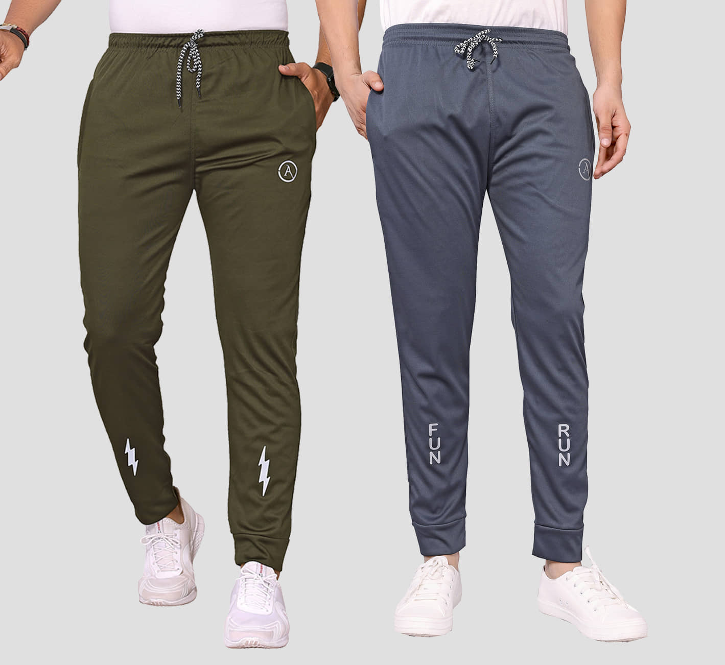 Anand Multicolor Lycra Men's Joggers ( Pack of 2 ) - Track Pants | Buy online on ZillyBuy