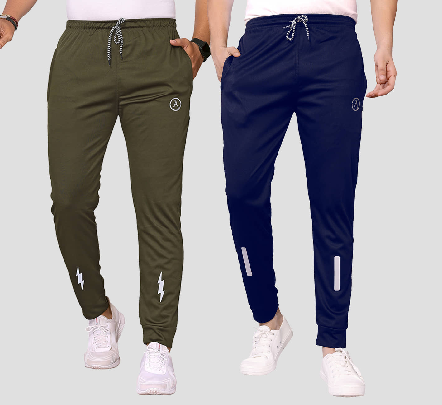 Anand Multicolor Lycra Men's Joggers ( Pack of 2 ) - Track Pants | Buy online on ZillyBuy