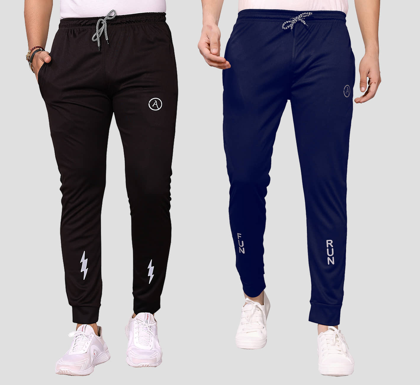 Anand Multicolor Lycra Men's Joggers ( Pack of 2 ) - Track Pants | Buy online on ZillyBuy