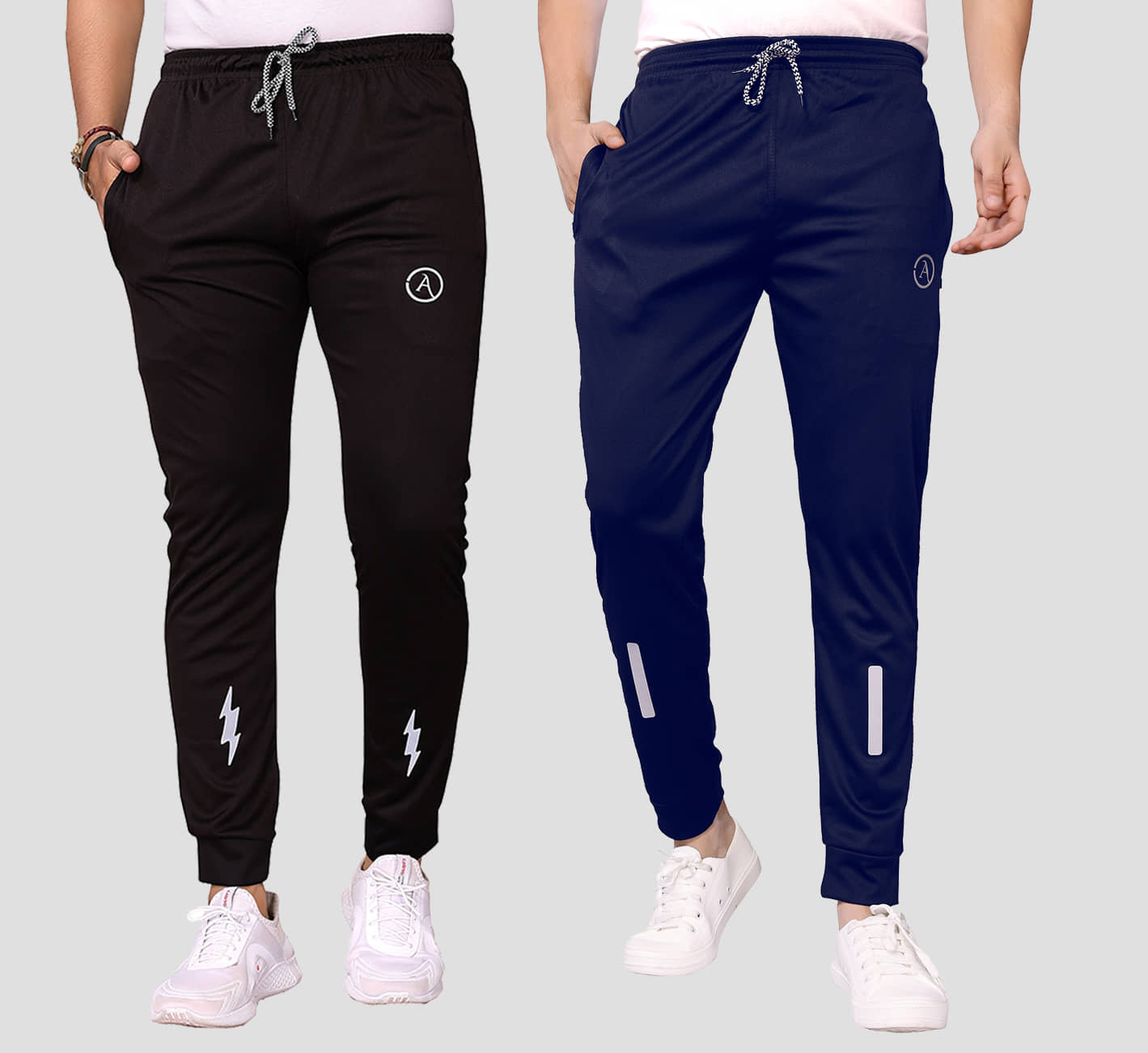 Anand Multicolor Lycra Men's Joggers ( Pack of 2 ) - Track Pants | Buy online on ZillyBuy
