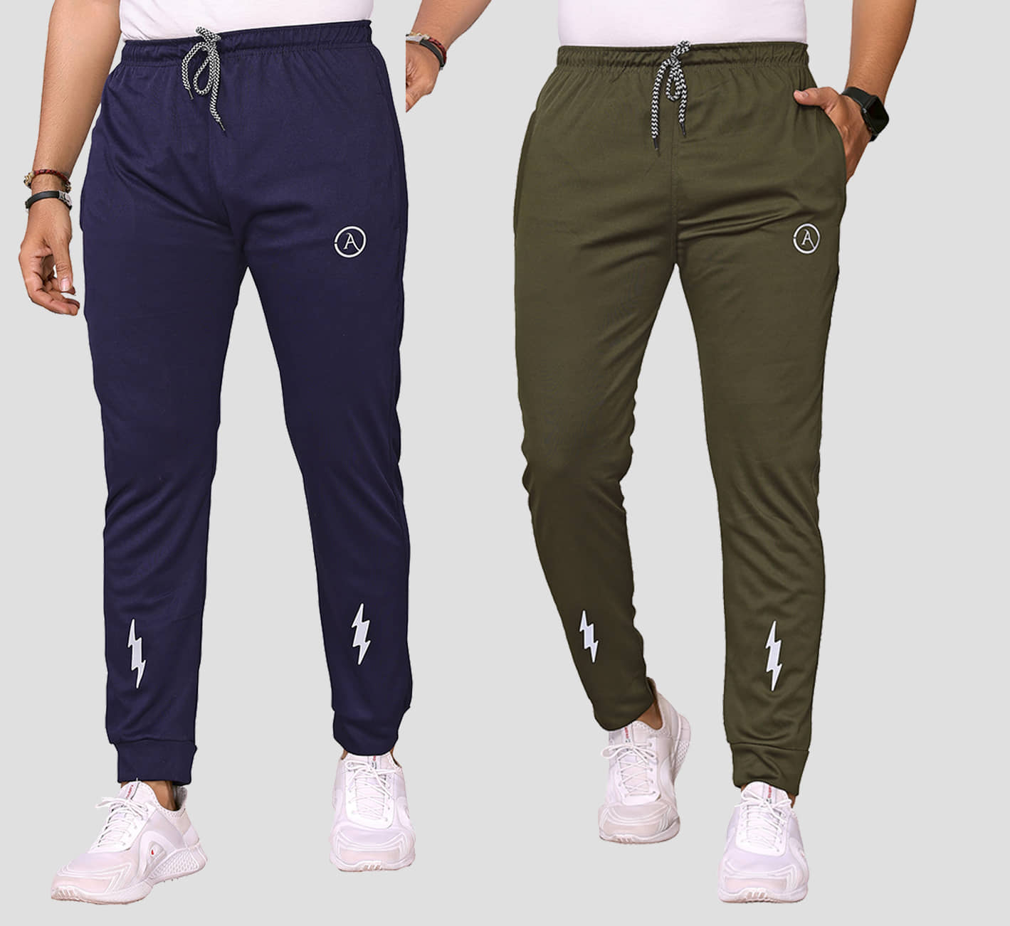 Anand Multicolor Lycra Men's Joggers ( Pack of 2 ) - Track Pants | Buy online on ZillyBuy
