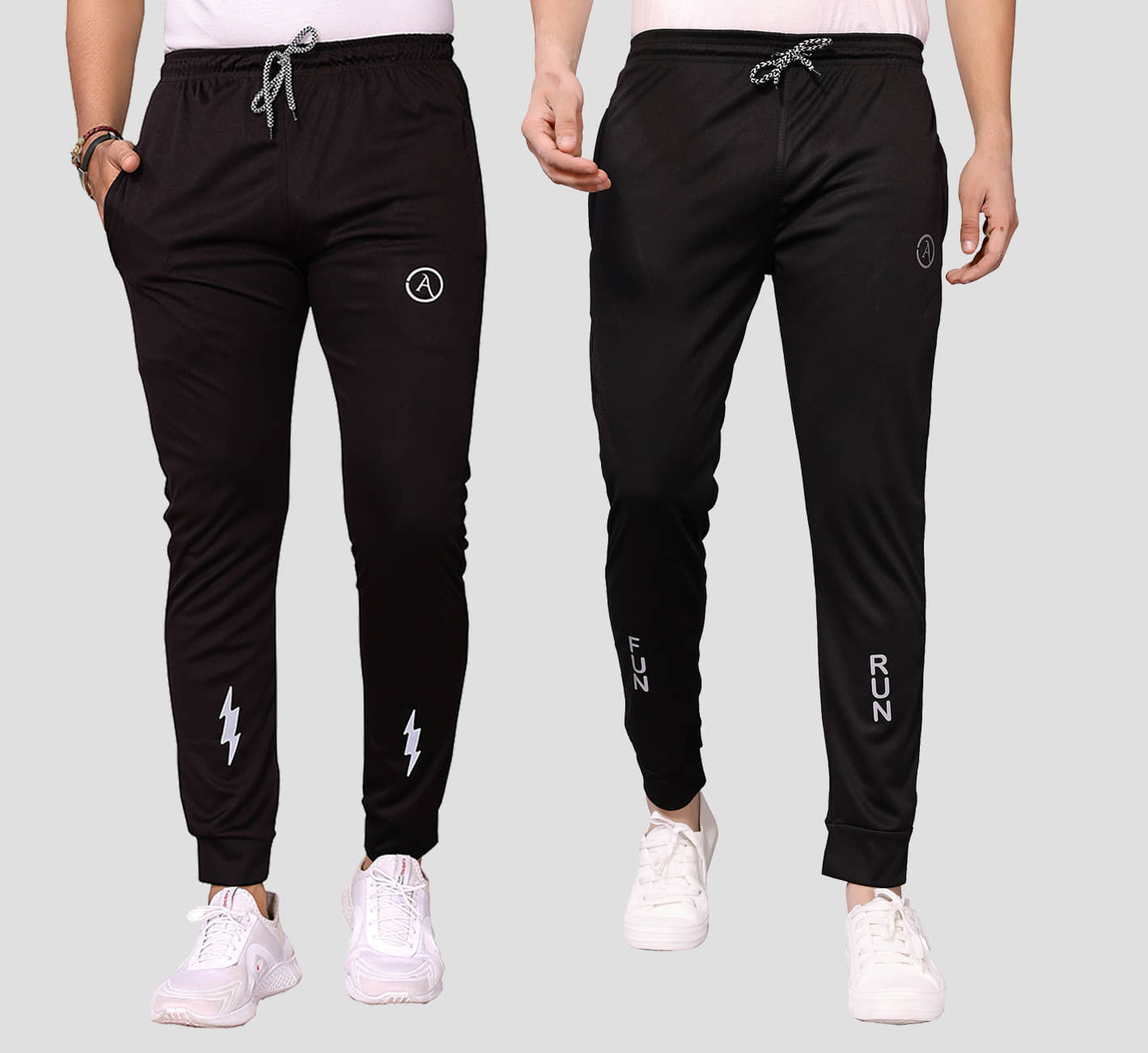 Anand Multicolor Lycra Men's Joggers ( Pack of 2 ) - Track Pants | Buy online on ZillyBuy