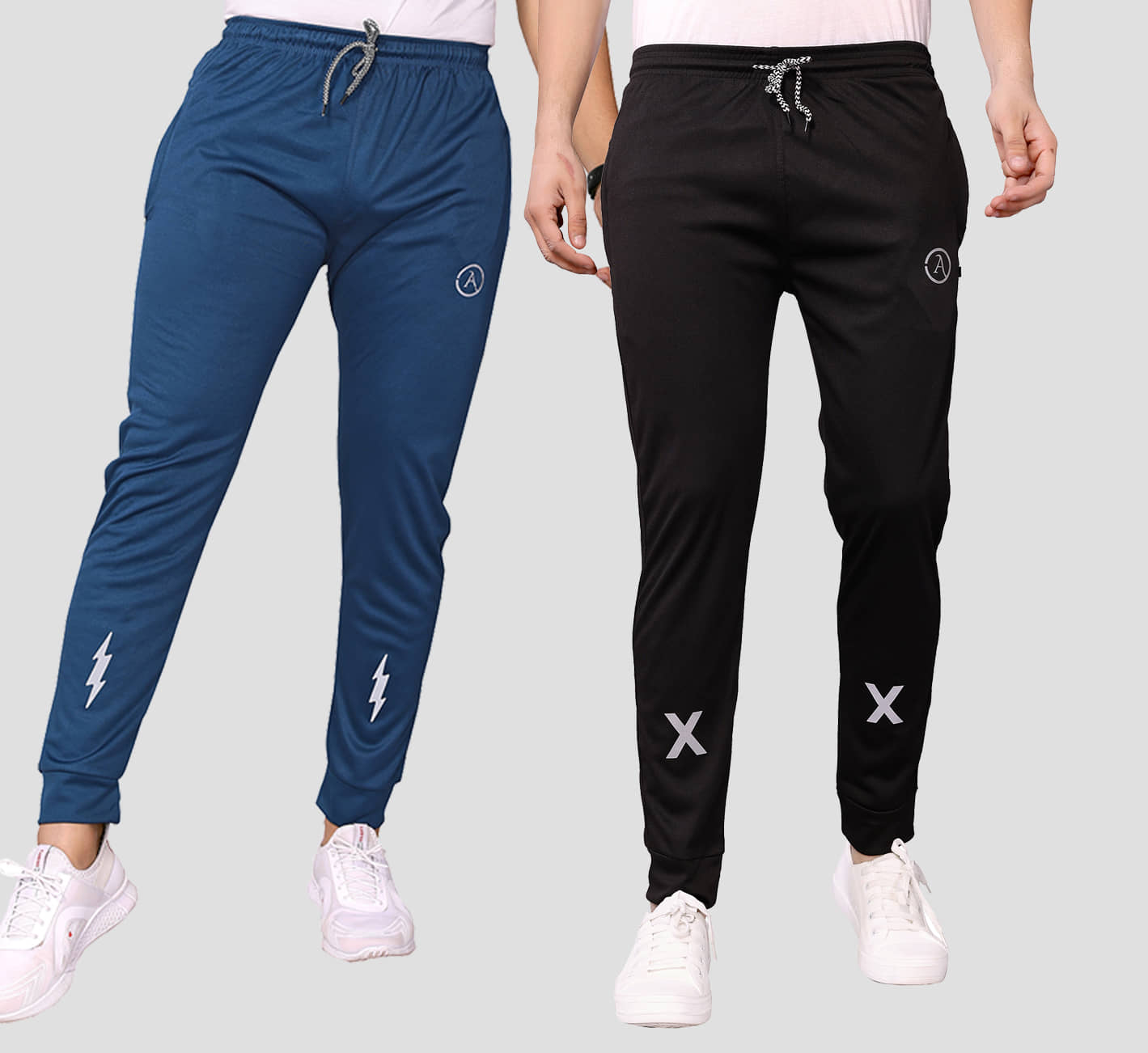 Anand Multicolor Lycra Men's Joggers ( Pack of 2 ) - Track Pants | Buy online on ZillyBuy