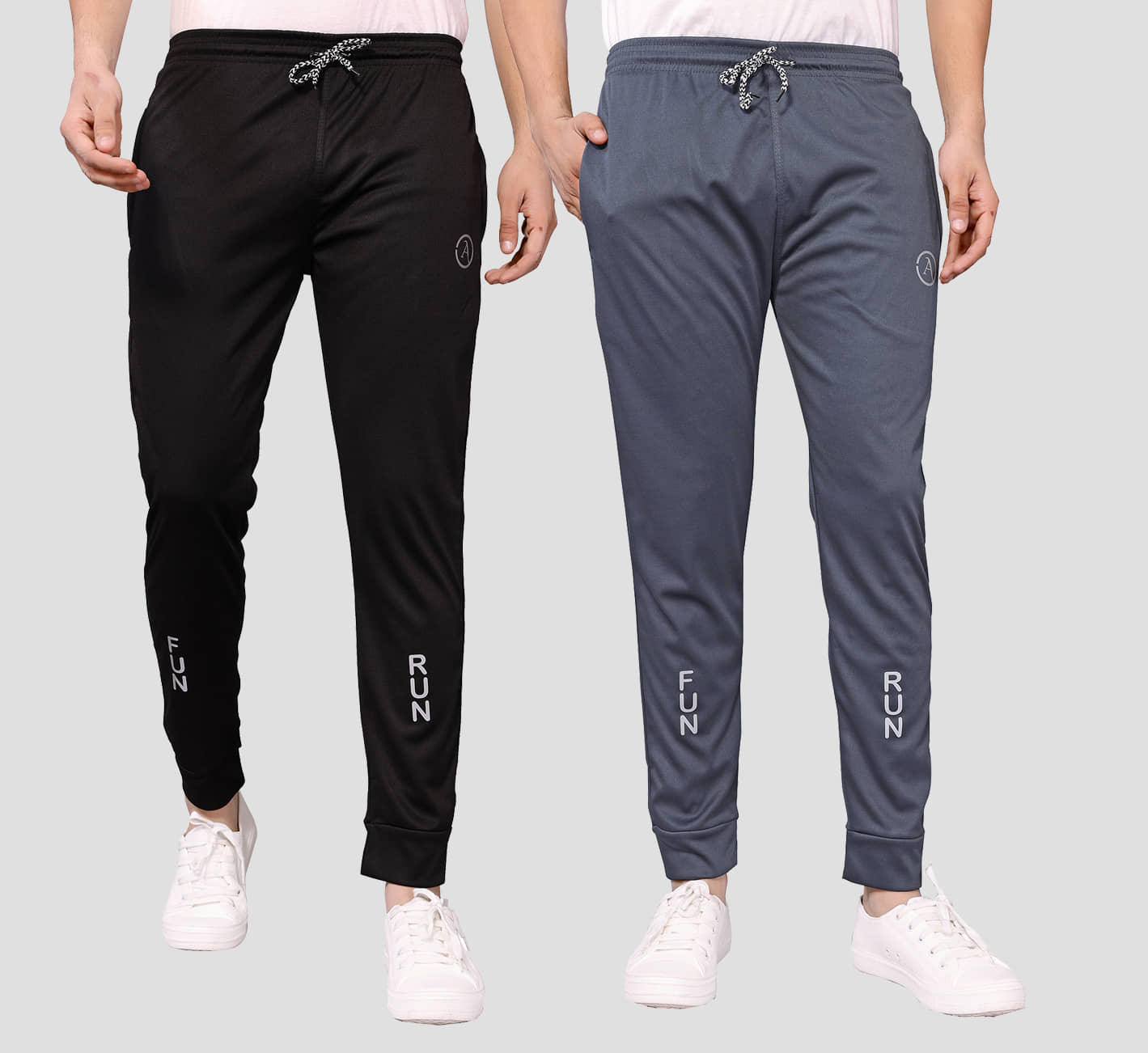 Anand Multicolor Lycra Men's Joggers ( Pack of 2 ) - Track Pants | Buy online on ZillyBuy