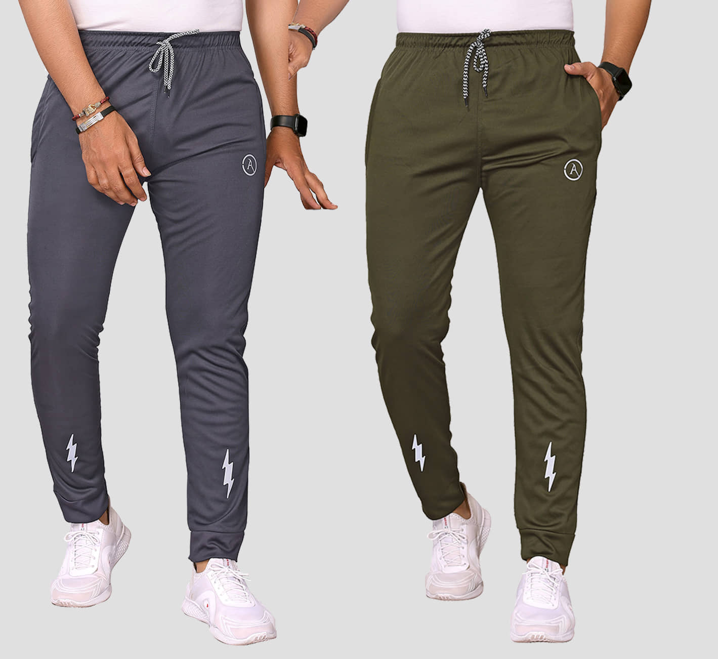 Anand Multicolor Lycra Men's Joggers ( Pack of 2 ) - Track Pants | Buy online on ZillyBuy