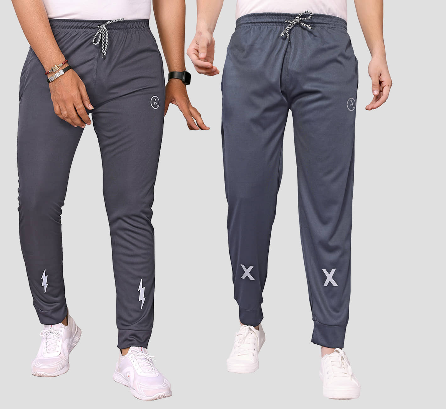 Anand Multicolor Lycra Men's Joggers ( Pack of 2 ) - Track Pants | Buy online on ZillyBuy