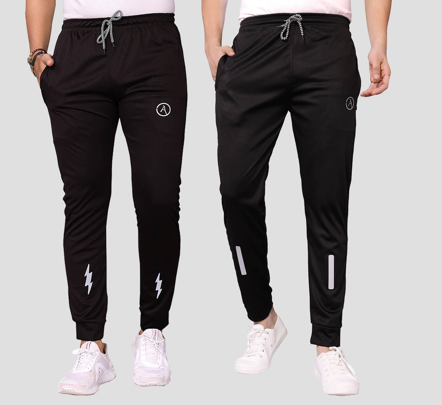 Anand Multicolor Lycra Men's Joggers ( Pack of 2 ) - Track Pants | Buy online on ZillyBuy