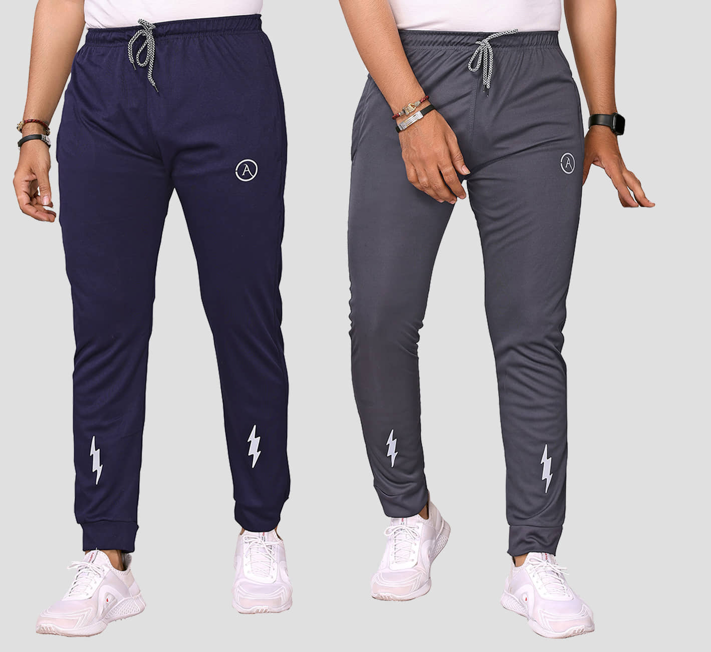 Anand Multicolor Lycra Men's Joggers ( Pack of 2 ) - Track Pants | Buy online on ZillyBuy