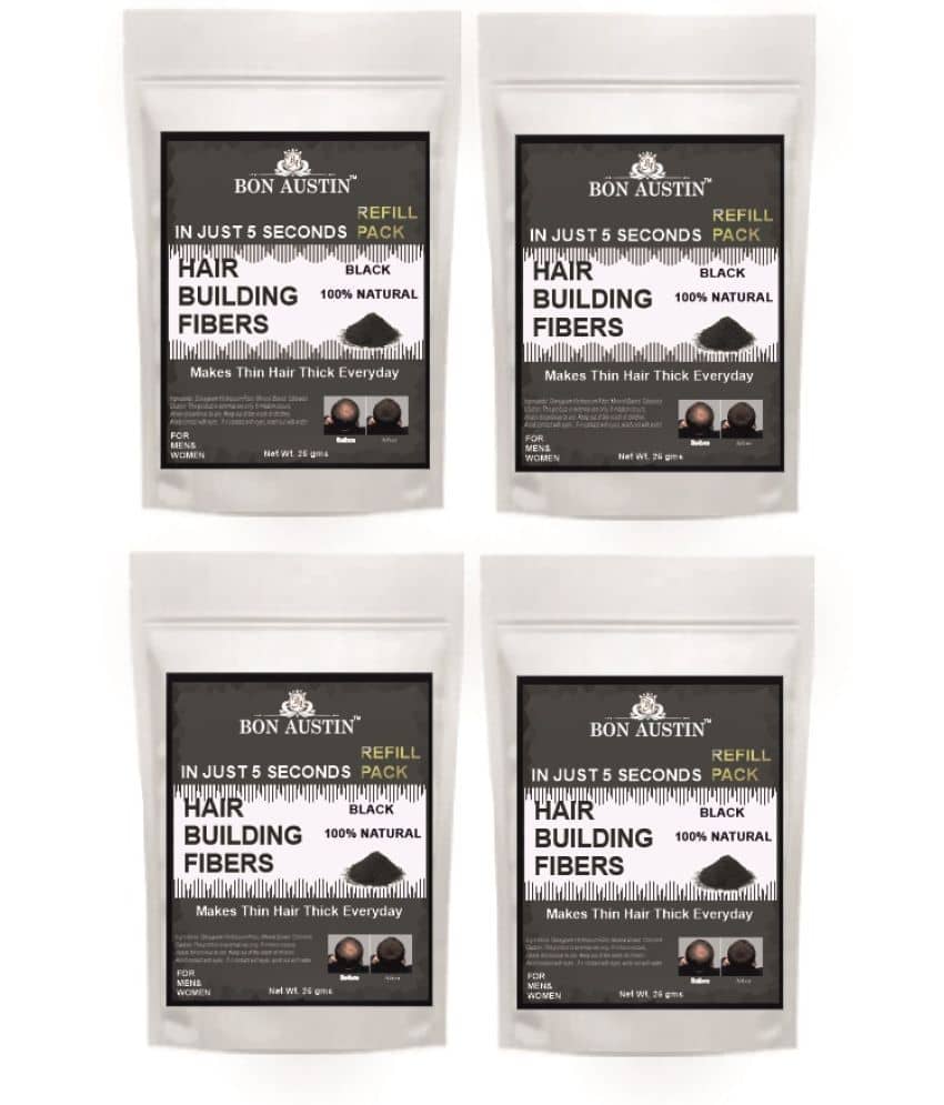 Bon Austin Hair Building Fiber Instant Fuller Hair Refill Pack (Black) 25 gm Pack of 4
