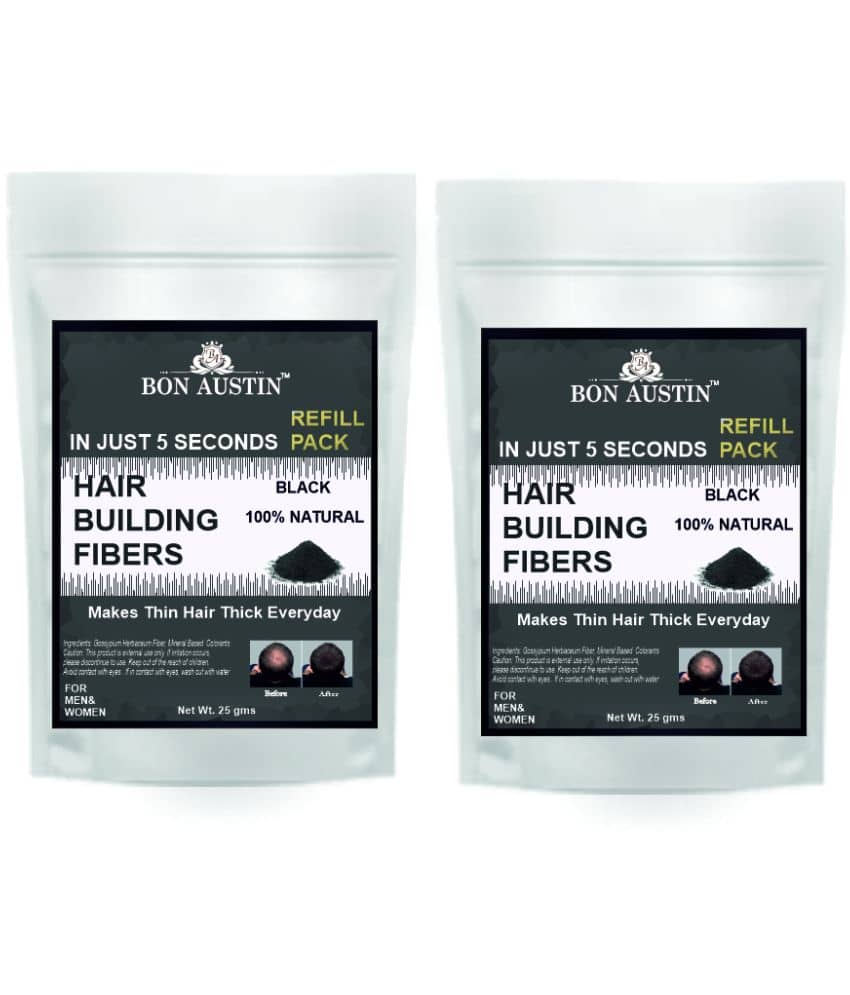Bon Austin Hair Building Fiber Instant Fuller Hair Refill Pack (Black) 25 gm Pack of 2