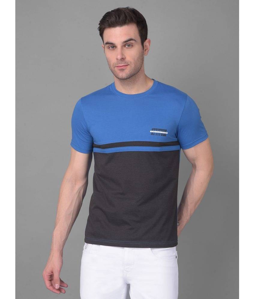 Dollar Cotton Blend Regular Fit Colorblock Half Sleeves Men's T-Shirt - Blue ( Pack of 1 ) Dollar Cotton Blend Regular Fit Colorblock Half Sleeves Men's T-Shirt - Blue ( Pack of 1 )