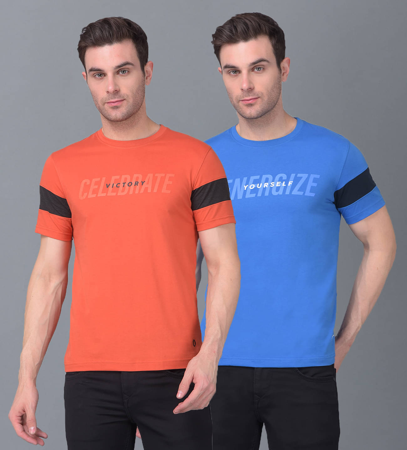 Dollar Cotton Blend Regular Fit Colorblock Half Sleeves Men's T-Shirt - Multicolor ( Pack of 2 ) Dollar Cotton Blend Regular Fit Colorblock Half Sleeves Men's T-Shirt - Multicolor ( Pack of 2 )