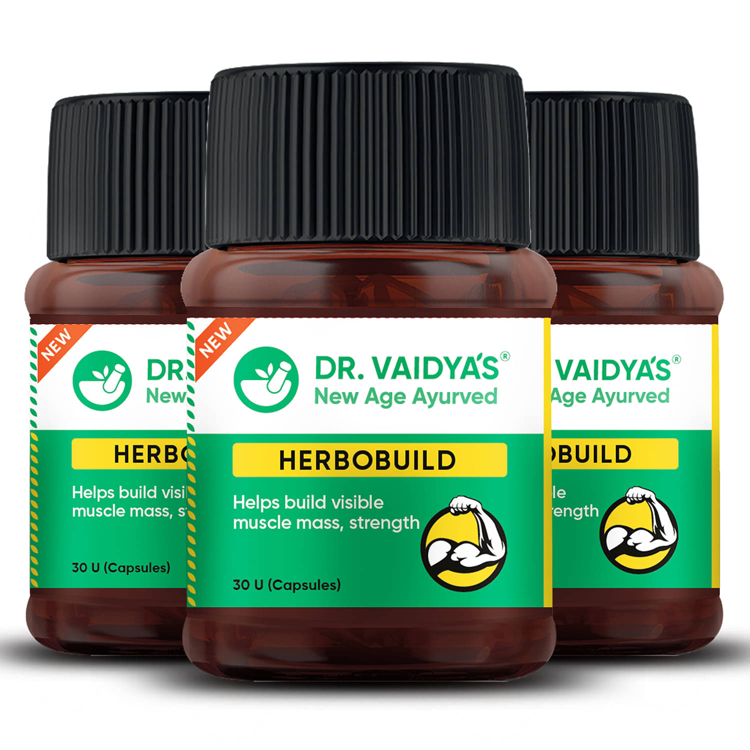     			Dr. Vaidya's Herbobuild Ayurvedic Muscle & Mass Gainer(30 Capsules Each) Pack of 3