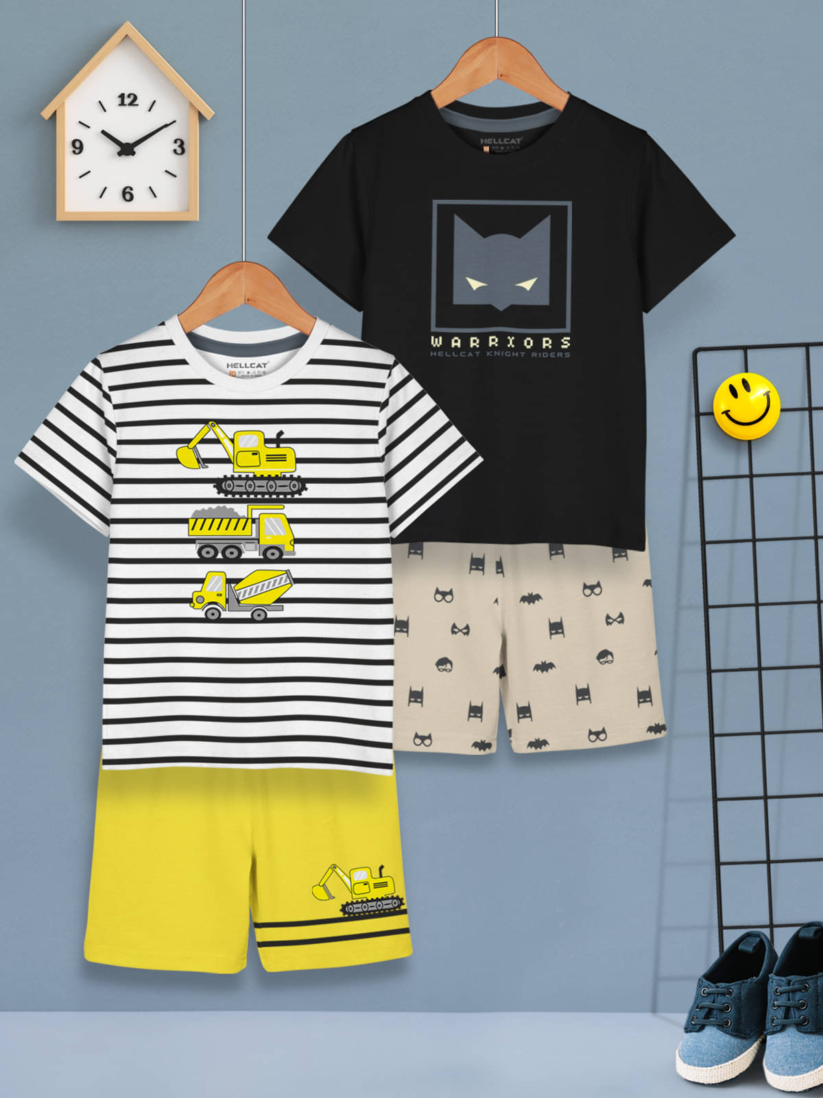     			HELLCAT Pack of 2 Boys Cotton Blend T-Shirt & Shorts Set ( White )