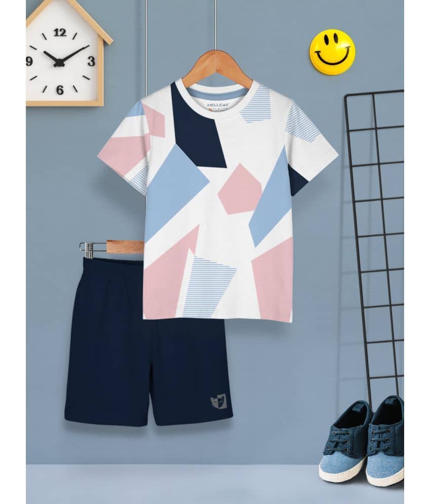 HELLCAT Pack of 1 Boys Cotton Blend T-Shirt & Shorts Set ( Coral )