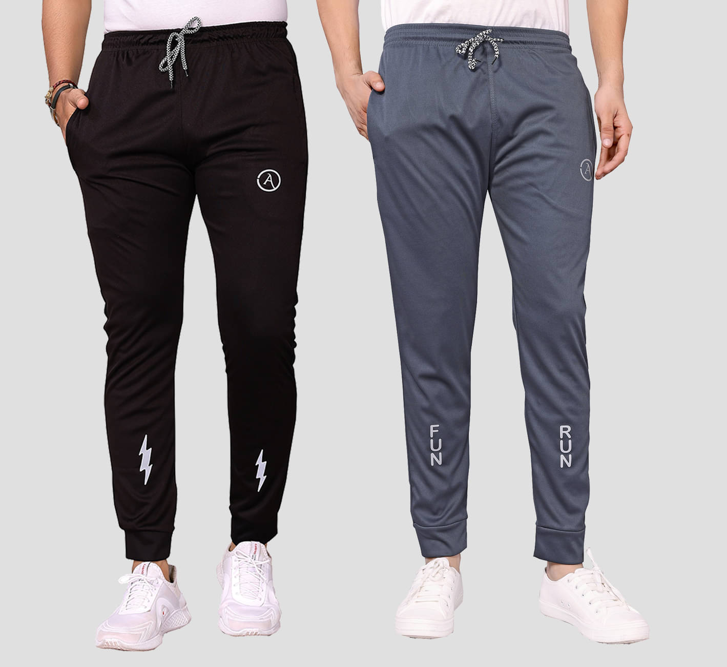     			Kashvi Multicolor Lycra Men's Joggers ( Pack of 2 )
