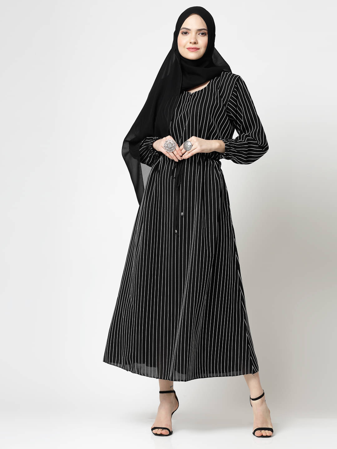     			Klotthe Black Polyester Unstitched Burqas without Hijab - Single