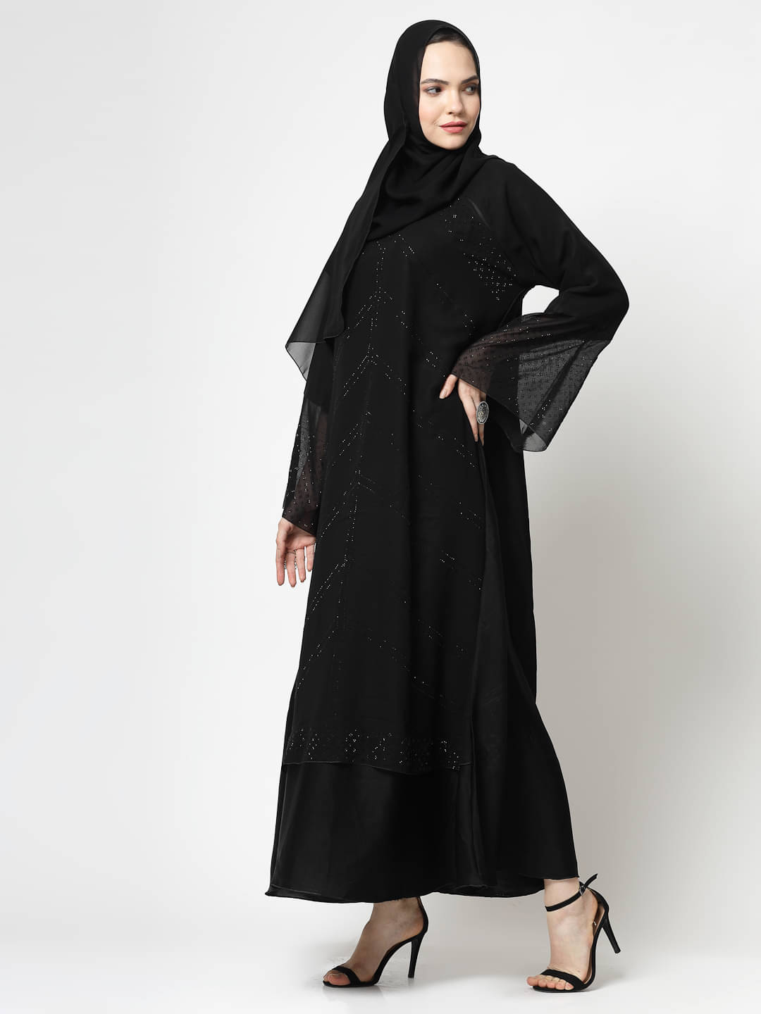 Klotthe Black Polyester Unstitched Burqas without Hijab - Single Klotthe Black Polyester Unstitched Burqas without Hijab - Single