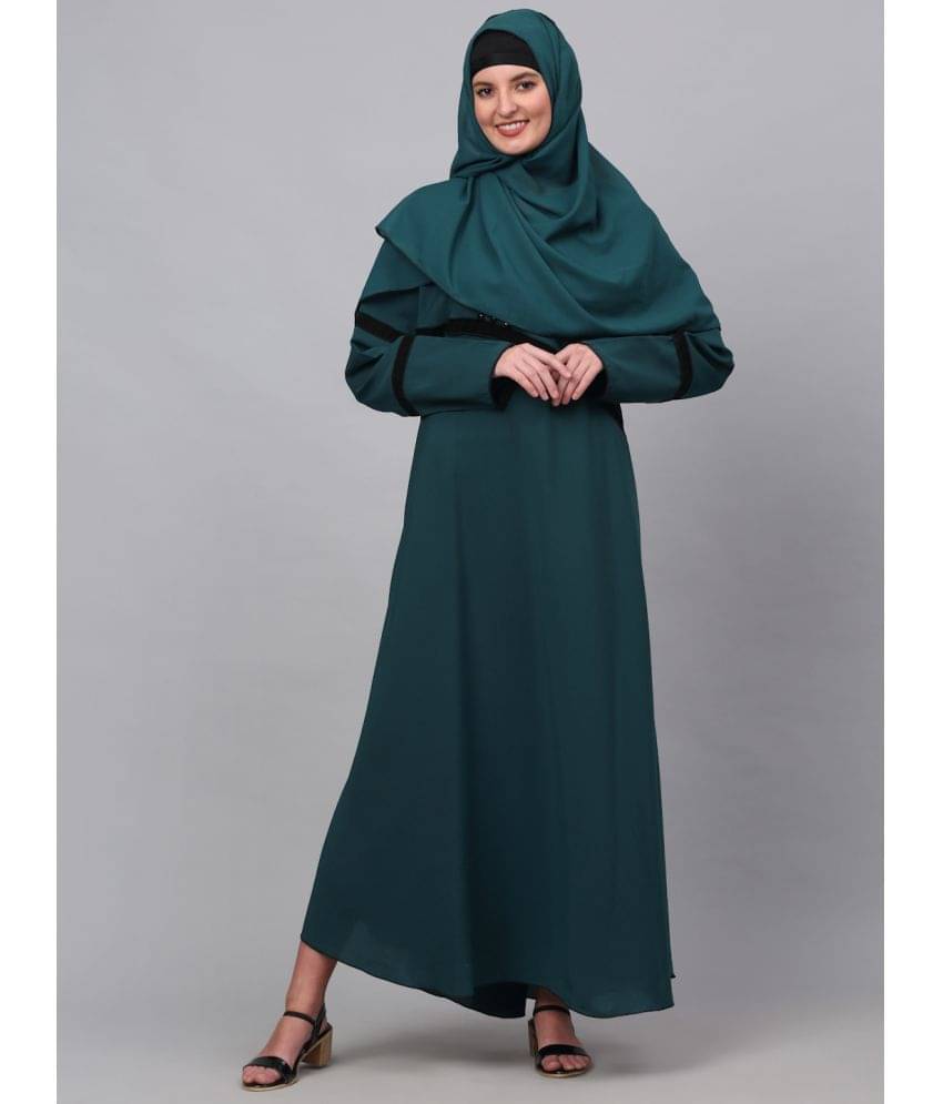     			Klotthe Turquoise Polyester Unstitched Burqas without Hijab - Single