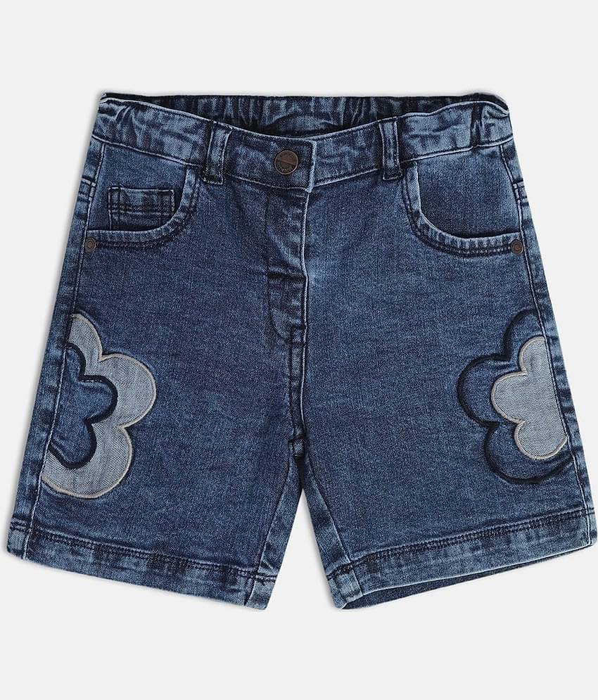 MINI KLUB Pack of 1 Girls Cotton Shorts ( Blue )