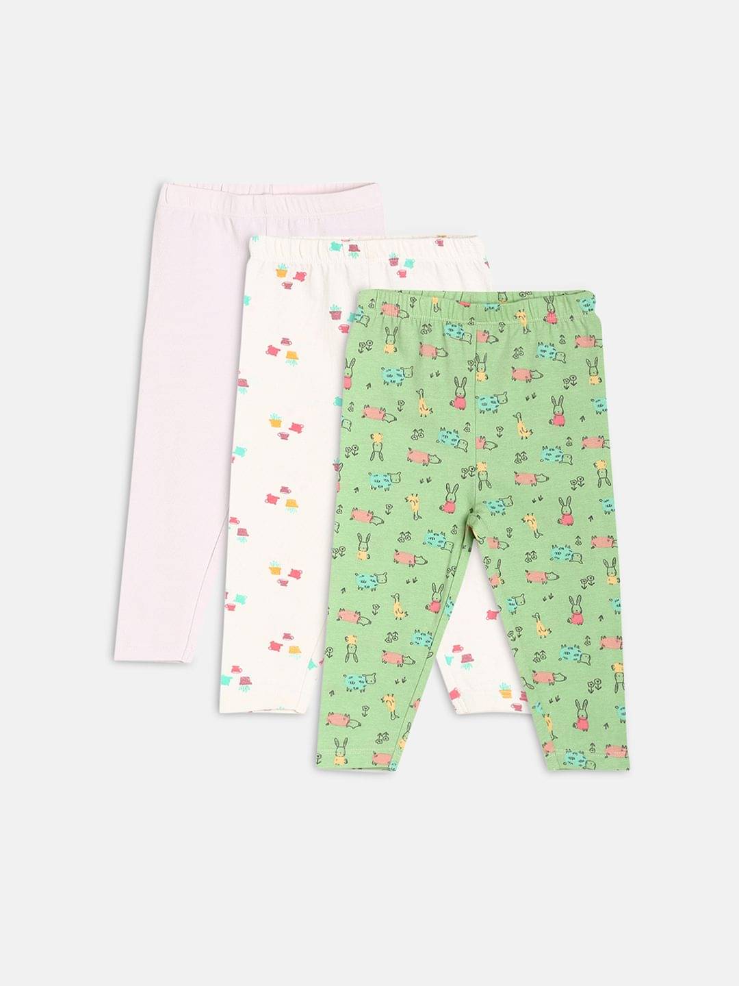     			MINI KLUB Pack of 3 Baby Girls Cotton Legging ( Multi )