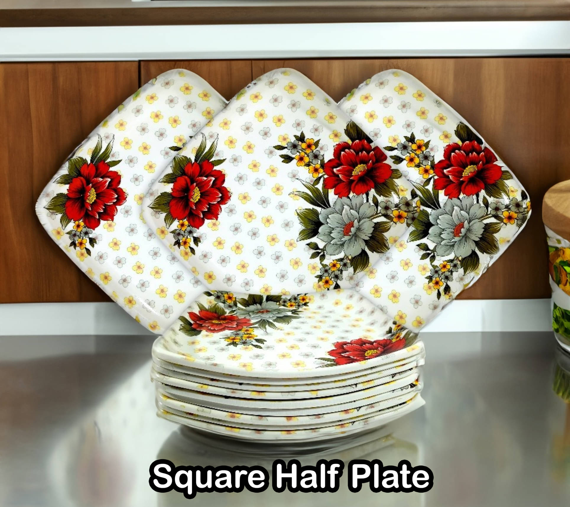 kitchrox 12 Pcs Melamine Multi Color Half Plate kitchrox 12 Pcs Melamine Multi Color Half Plate