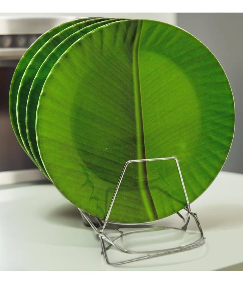 kitchrox 4 Pcs Melamine Dark Green Full Plate     			kitchrox 4 Pcs Melamine Dark Green Full Plate