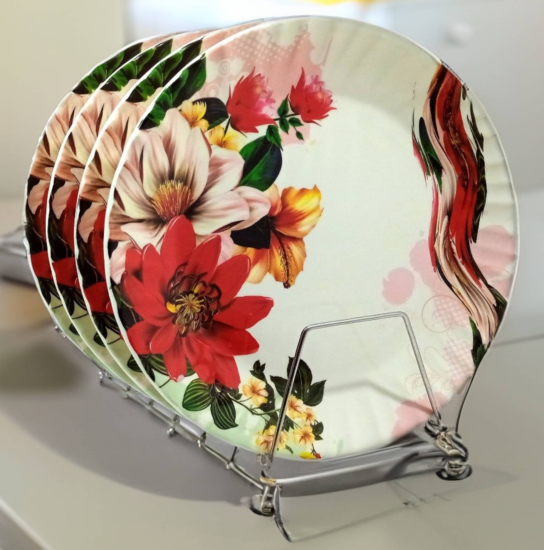 kitchrox 4 Pcs Melamine Multi Color Full Plate     			kitchrox 4 Pcs Melamine Multi Color Full Plate