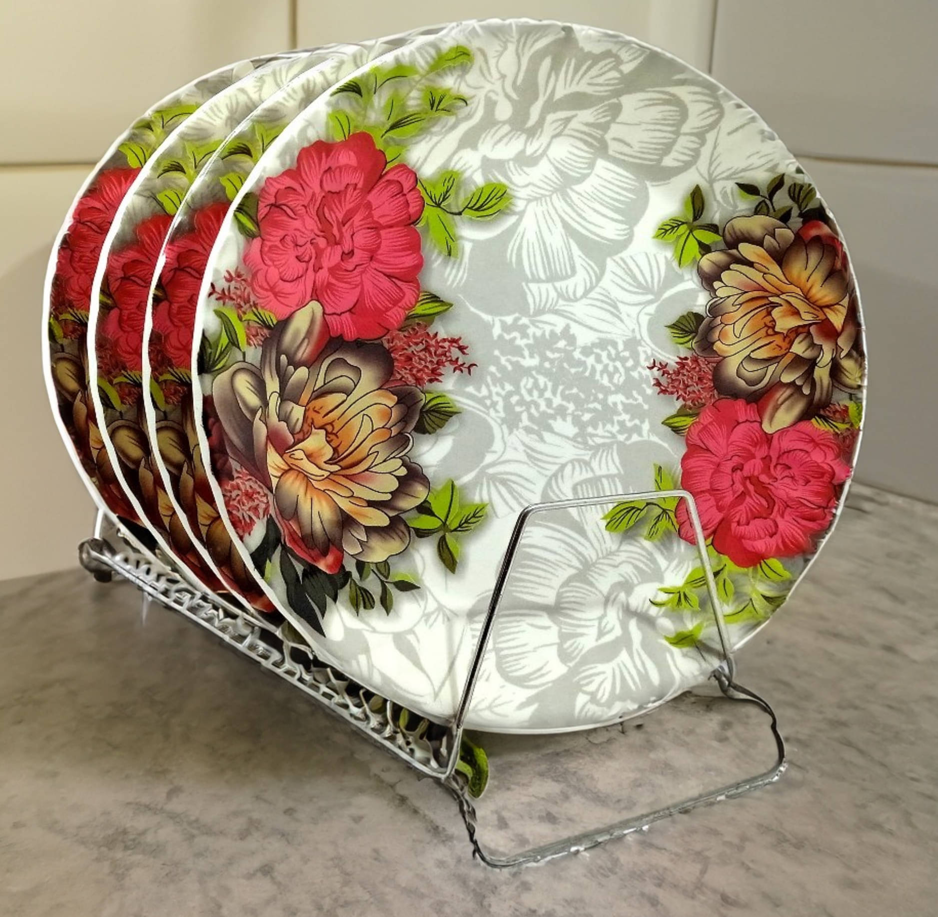     			kitchrox 4 Pcs Melamine Multi Color Full Plate