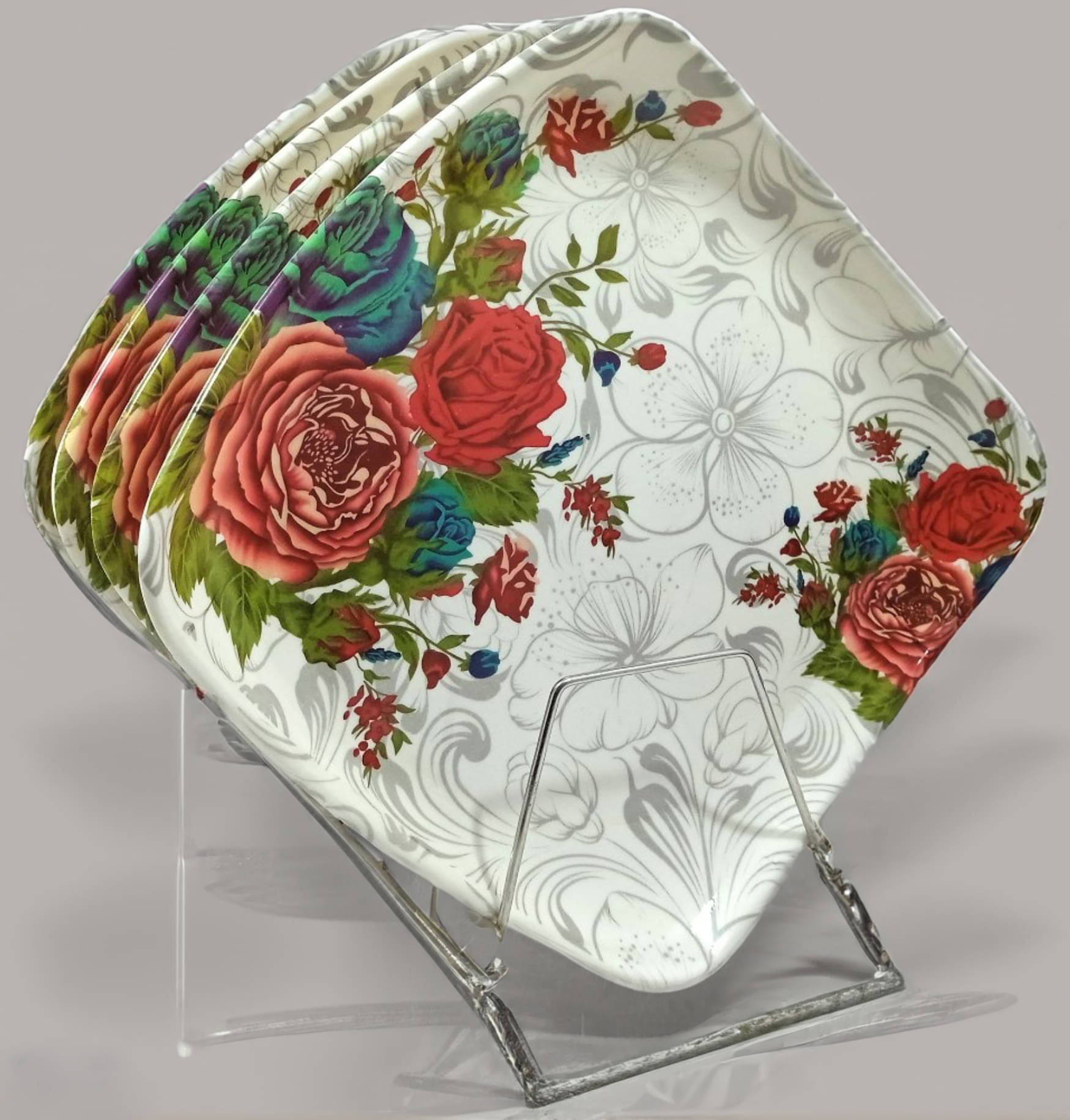 kitchrox 4 Pcs Melamine Multi Color Full Plate kitchrox 4 Pcs Melamine Multi Color Full Plate