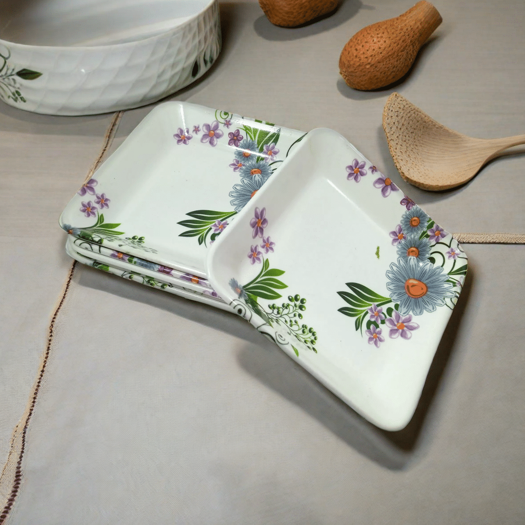     			kitchrox 6 Pcs Melamine Multi Color Quarter Plate