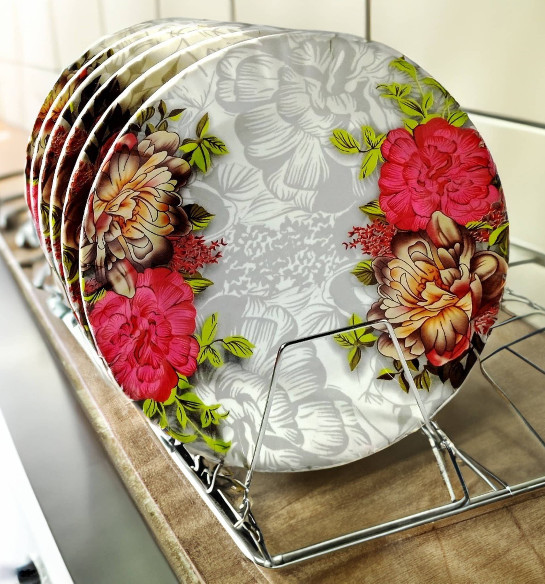     			kitchrox 6 Pcs Melamine Multi Color Full Plate
