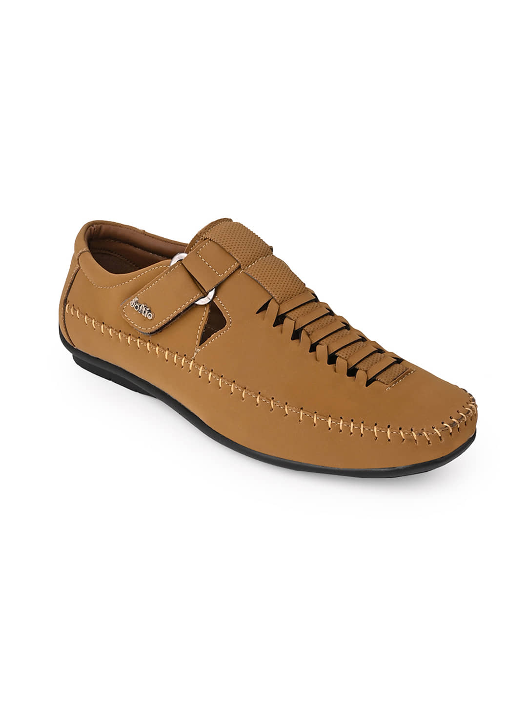 softio Tan Men's Toe covered Flip Flop