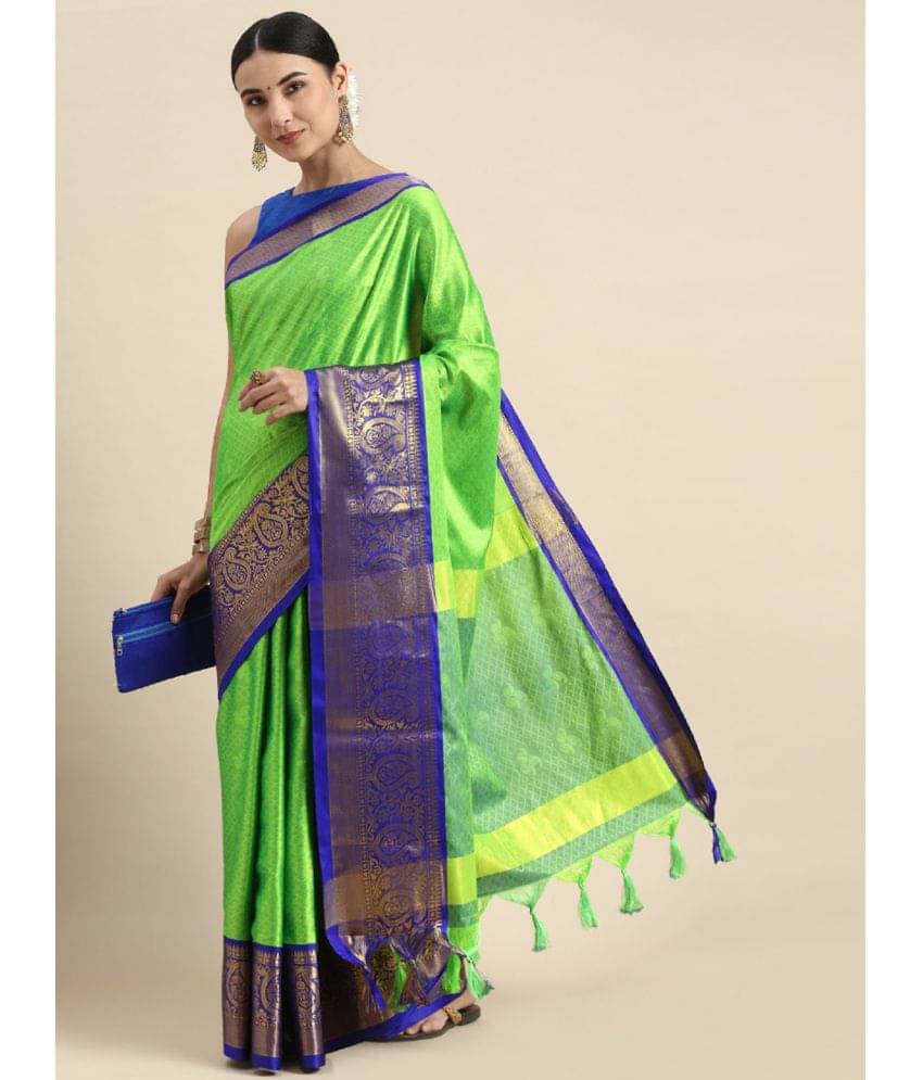     			Aika Cotton Silk Self Design Saree With Unstitched Blouse Piece ( Light Green )