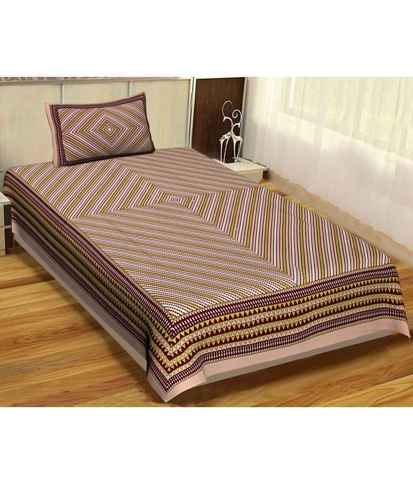     			Uniqchoice Cotton 1 Single Bedsheet with 1 Pillow Cover ( Brown )
