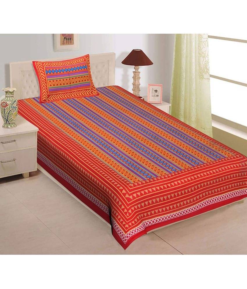     			Uniqchoice Cotton 1 Single Bedsheet with 1 Pillow Cover ( Red )