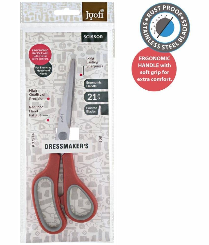 Jyoti Scissor for Dressmaker's Use - 801 (8 Inch) Stainless Steel Blades & Ergonomic Plastic Handle with Soft Grip, Pointed Blades Jyoti Scissor for Dressmaker's Use - 801 (8 Inch) Stainless Steel Blades & Ergonomic Plastic Handle with Soft Grip, Pointed Blades