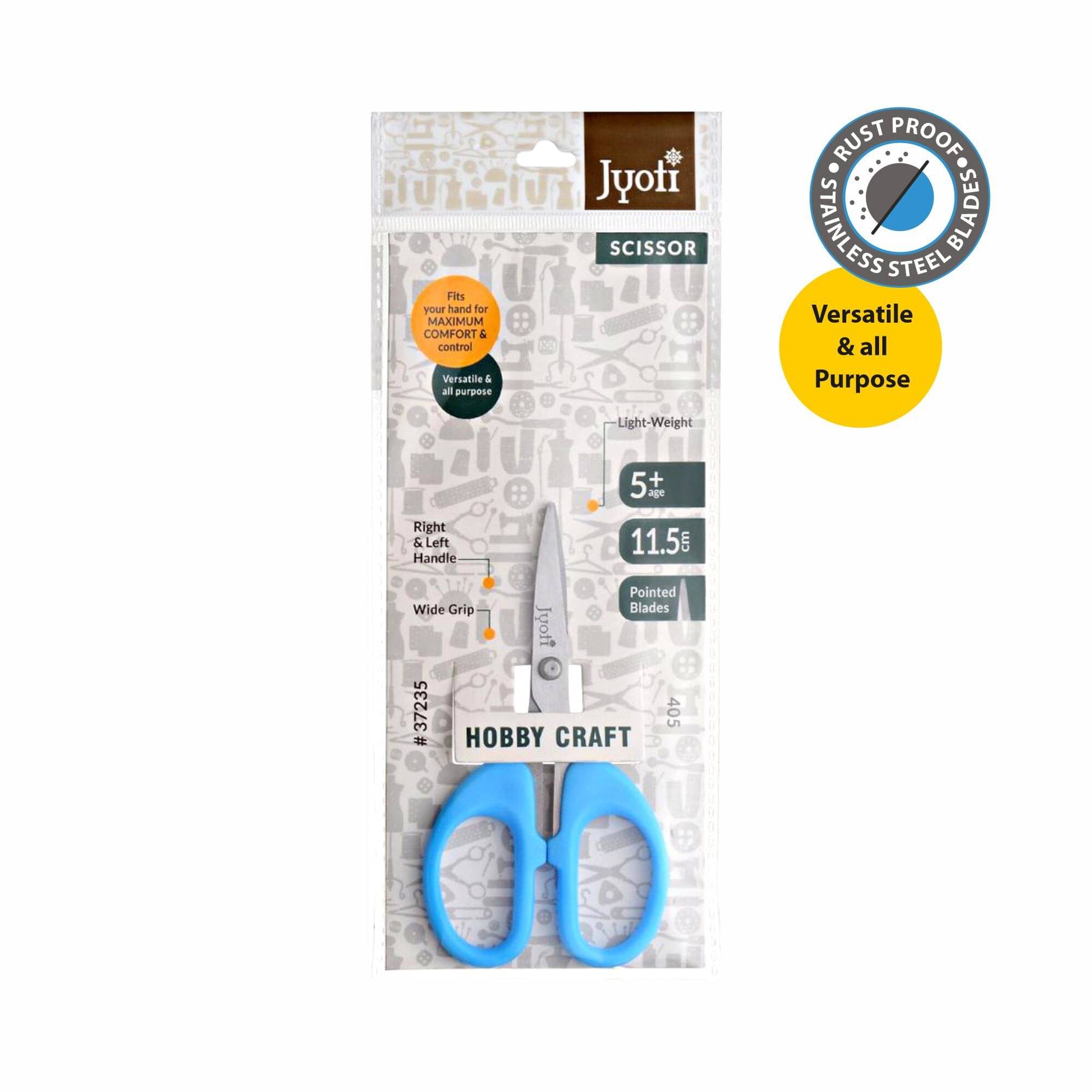     			Jyoti Scissor for Hobby Craft Use - 405 (4 Inch) Stainless Steel Blades with Plastic Handle, Lightweight & Versatile - Pack of 10