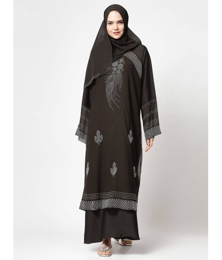 Klotthe Brown Polyester Unstitched Burqas without Hijab - Single Klotthe Brown Polyester Unstitched Burqas without Hijab - Single
