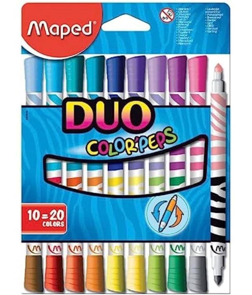     			Maped Duo Color Peps Washable Felt Medium Tip Marker Set - Pack of 10 (Multicolor)