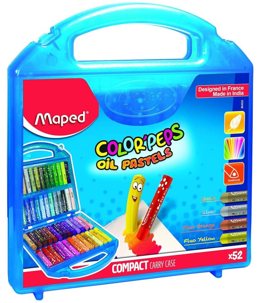 Maped Oil Pastels 52 Shades Compact Carry Case, Multi-coloured | Oil Pastels | Birthday gifts | Return gifts | Crayon colour set | Colouring Pack | Non - Toxic Colour