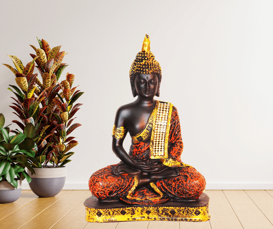 Miss Peach Samadhi Buddha Showpiece 22 cm - Pack of 1