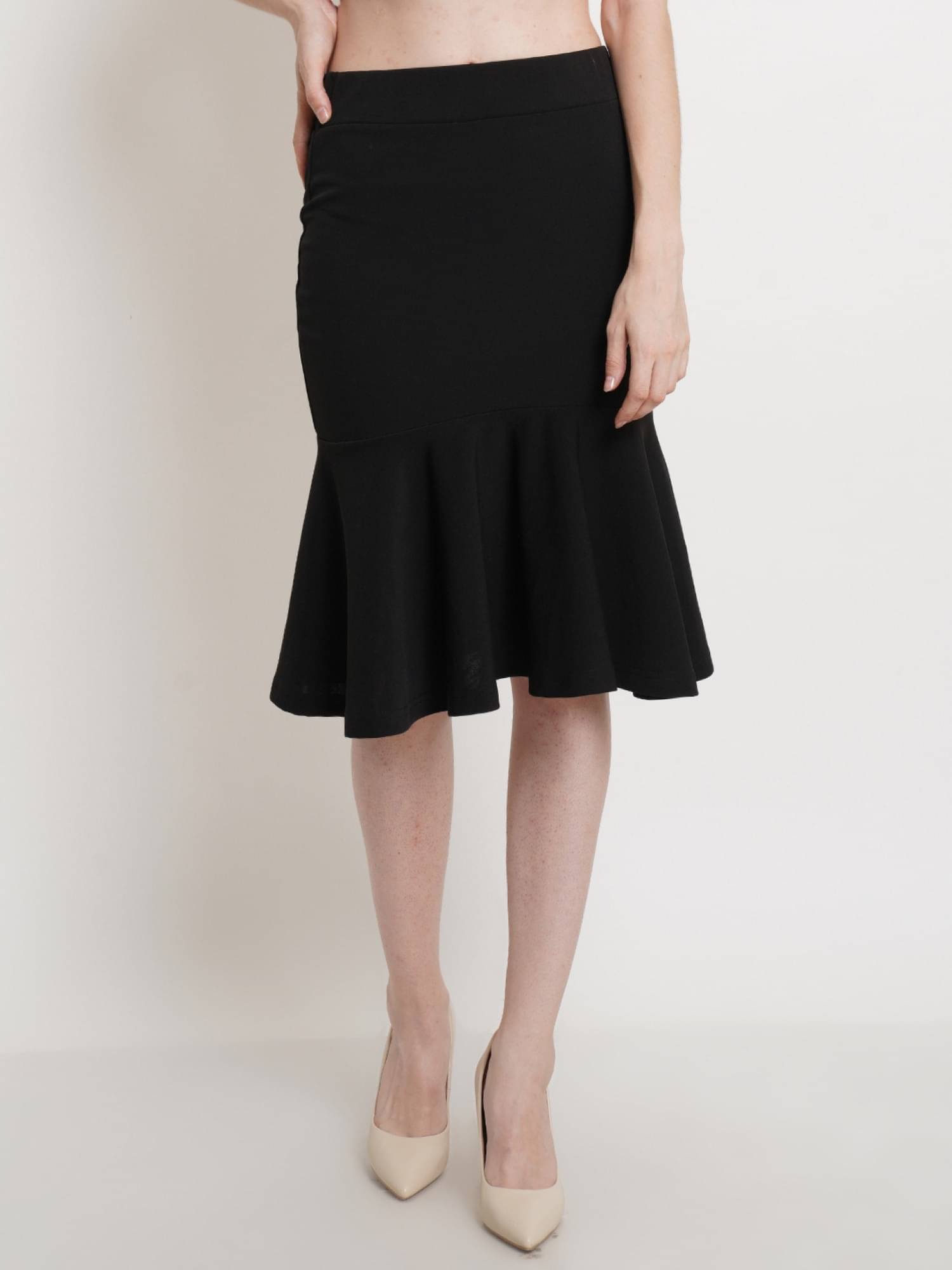     			POPWINGS Black Polyester Women's Flared Skirt ( Pack of 1 )