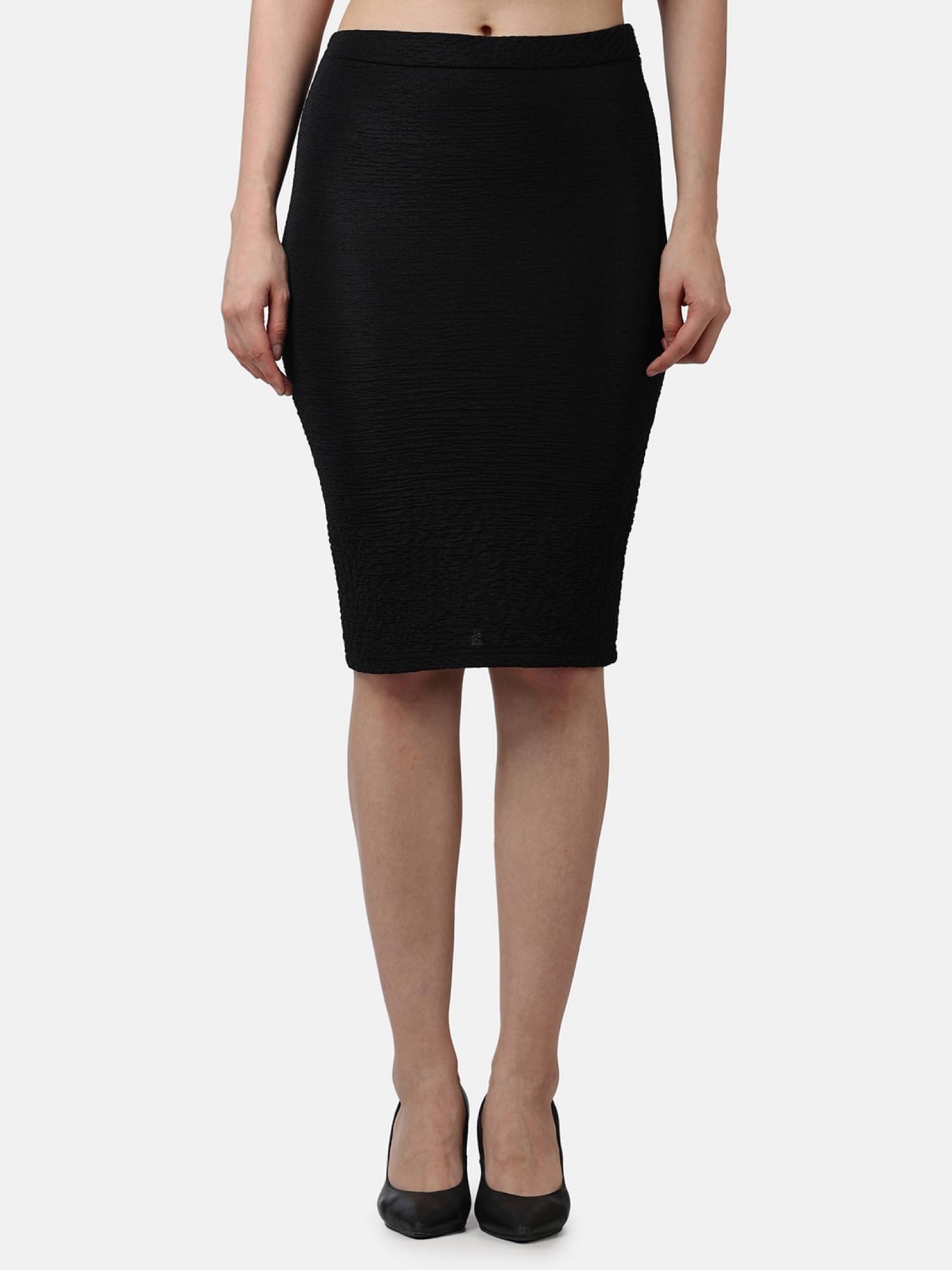     			POPWINGS Black Polyester Women's Straight Skirt ( Pack of 1 )
