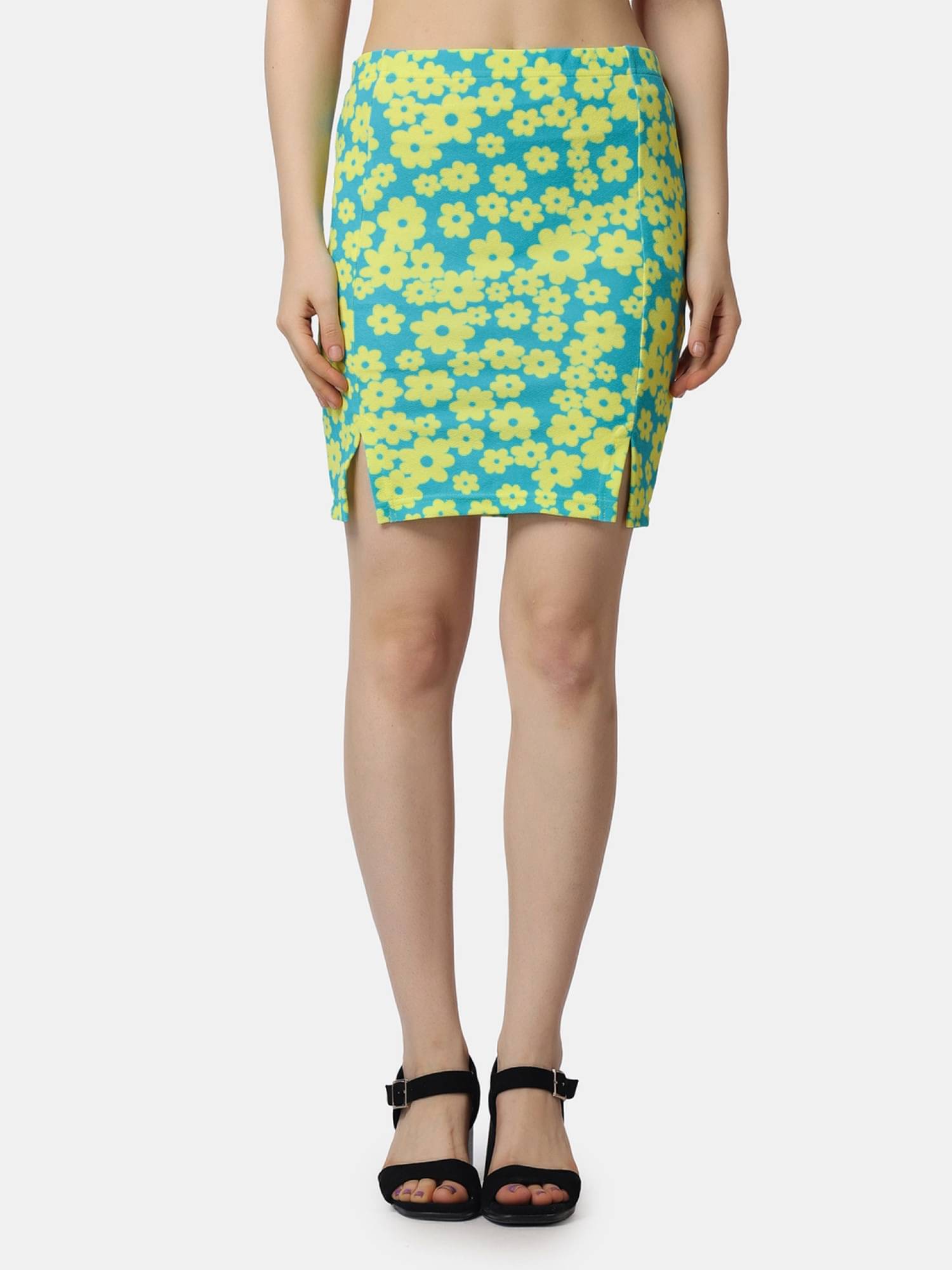     			POPWINGS Multicolor Polyester Women's Straight Skirt ( Pack of 1 )